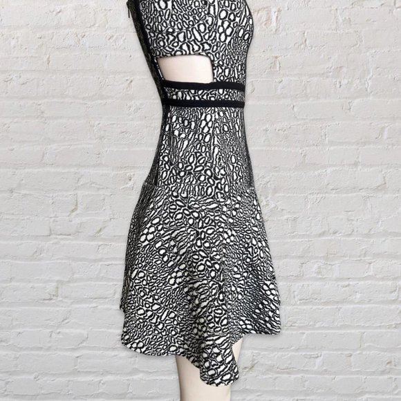 PARKER JACQUARD FIT AND FLARE CUTOUT MINI DRESS - Picture 3 of 4